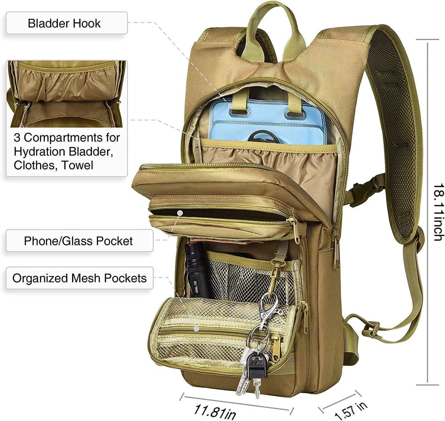 TrailQuench™ 17L Hydration Backpack with 3L TPU Bladder for Outdoor Adventures