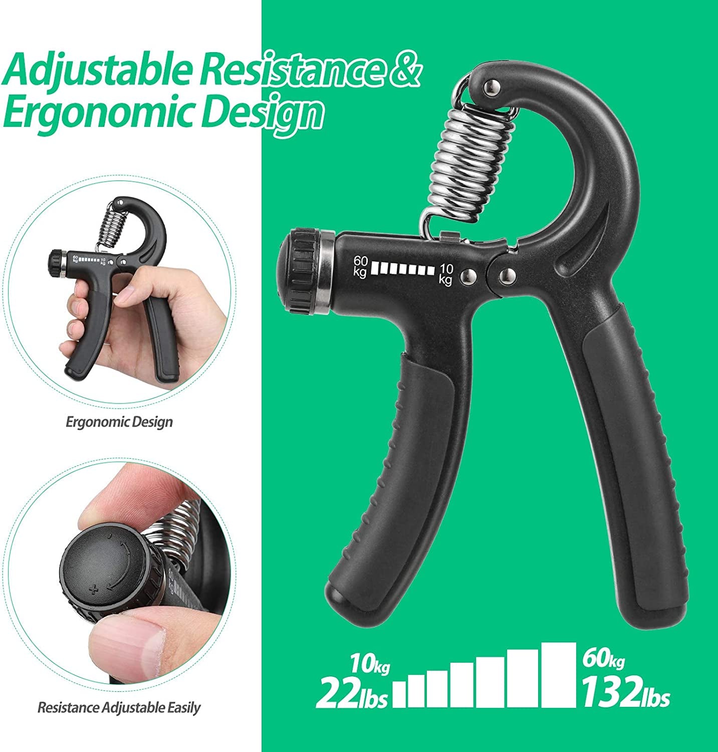 PowerGrip™ Adjustable Hand Strength Trainer: 22-132Lbs Resistance