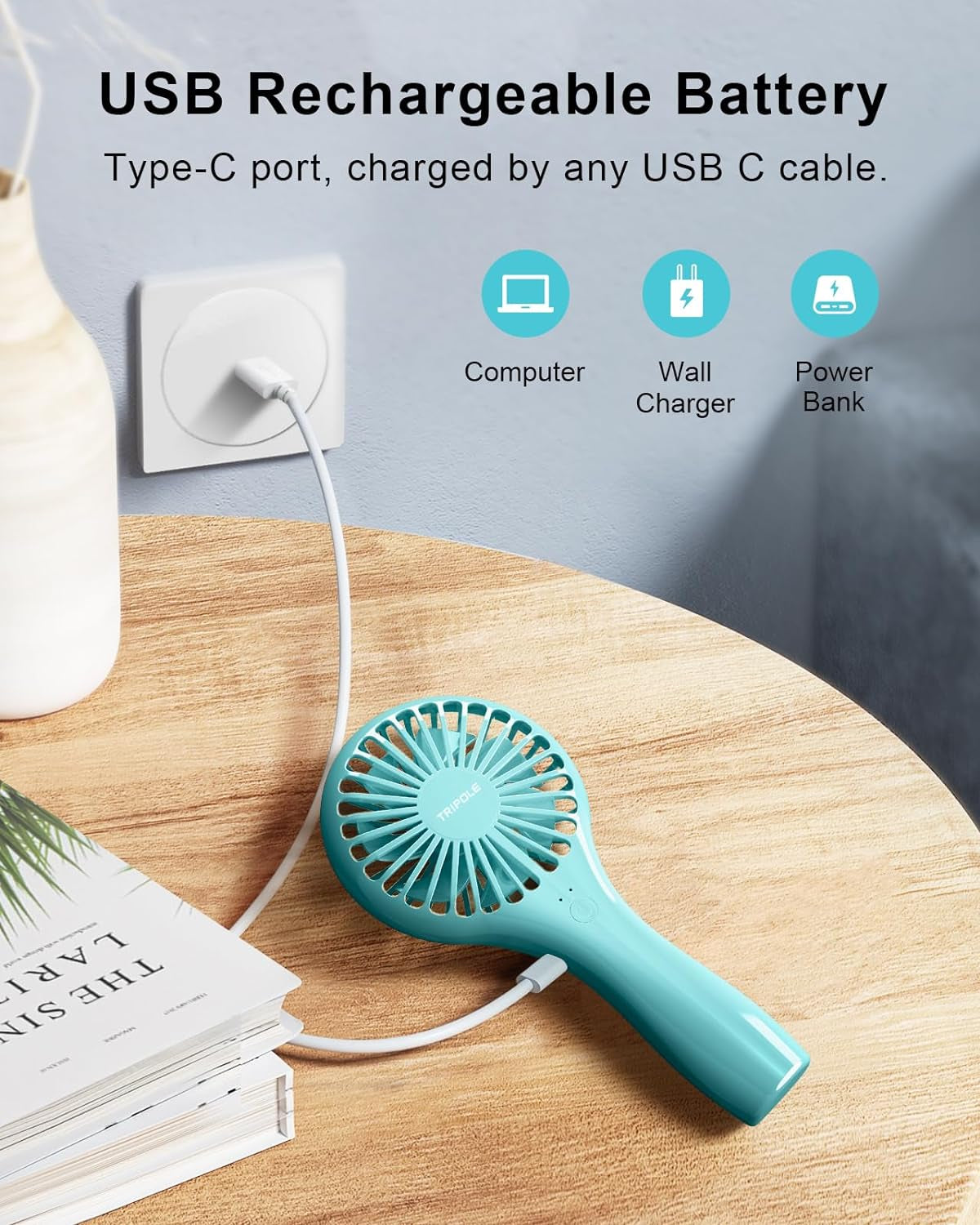 BreezeBliss™ Mini Handheld Fan: Portable USB Rechargeable Eyelash Fan