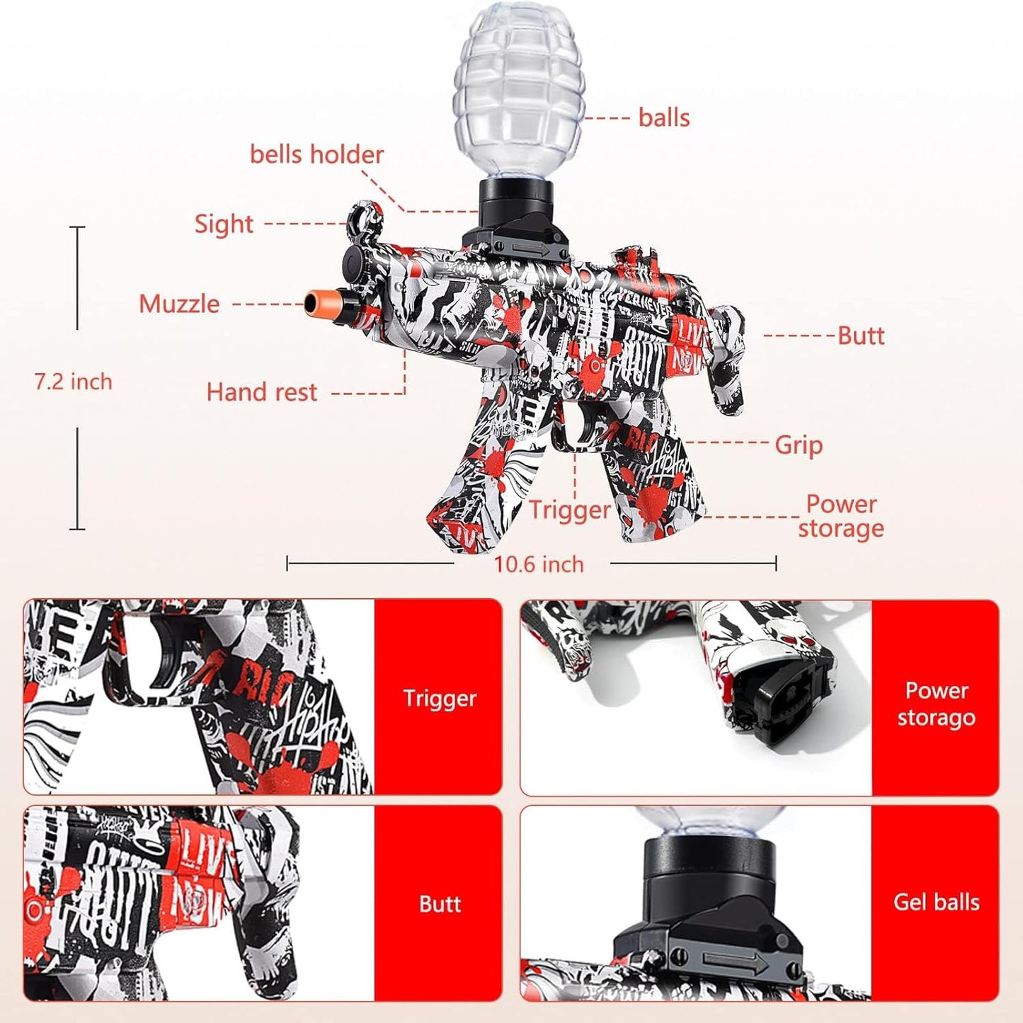 BlastZone™ Electric Gel Ball Blaster: 40,000+ Rounds & Goggles for Outdoor Fun