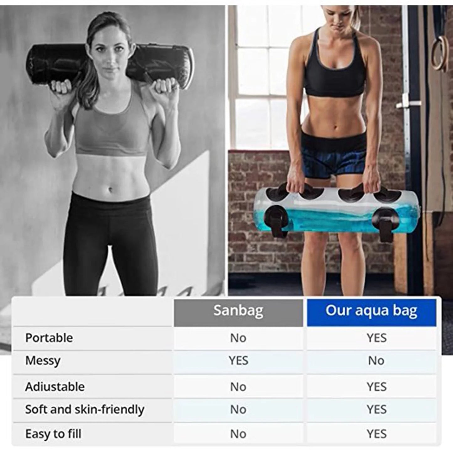 AquaStrength Adjustable Power Bag: Portable 45LBS Water Weight for Home Gym Training