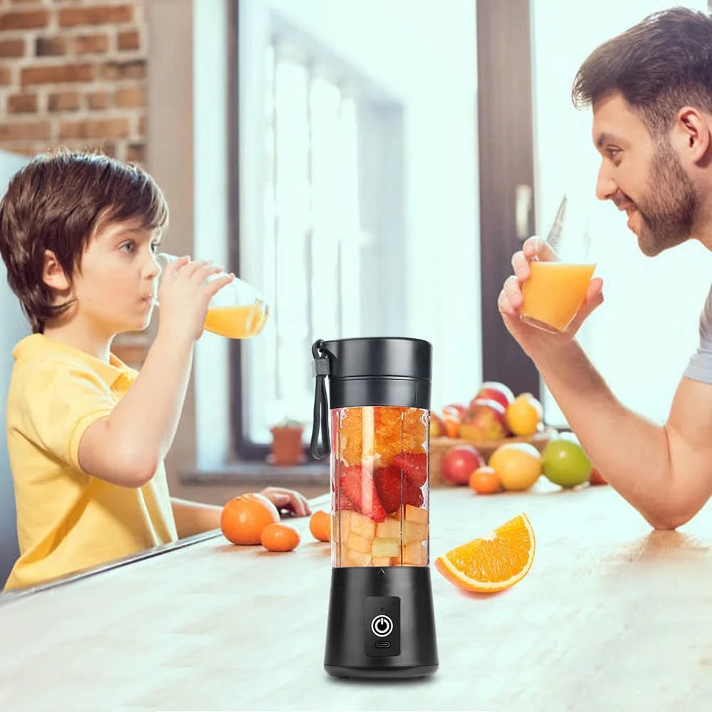 BlendWave™ USB Juicer: Mini Portable Blender for Smoothies & Shakes, 380ml, Six Blades