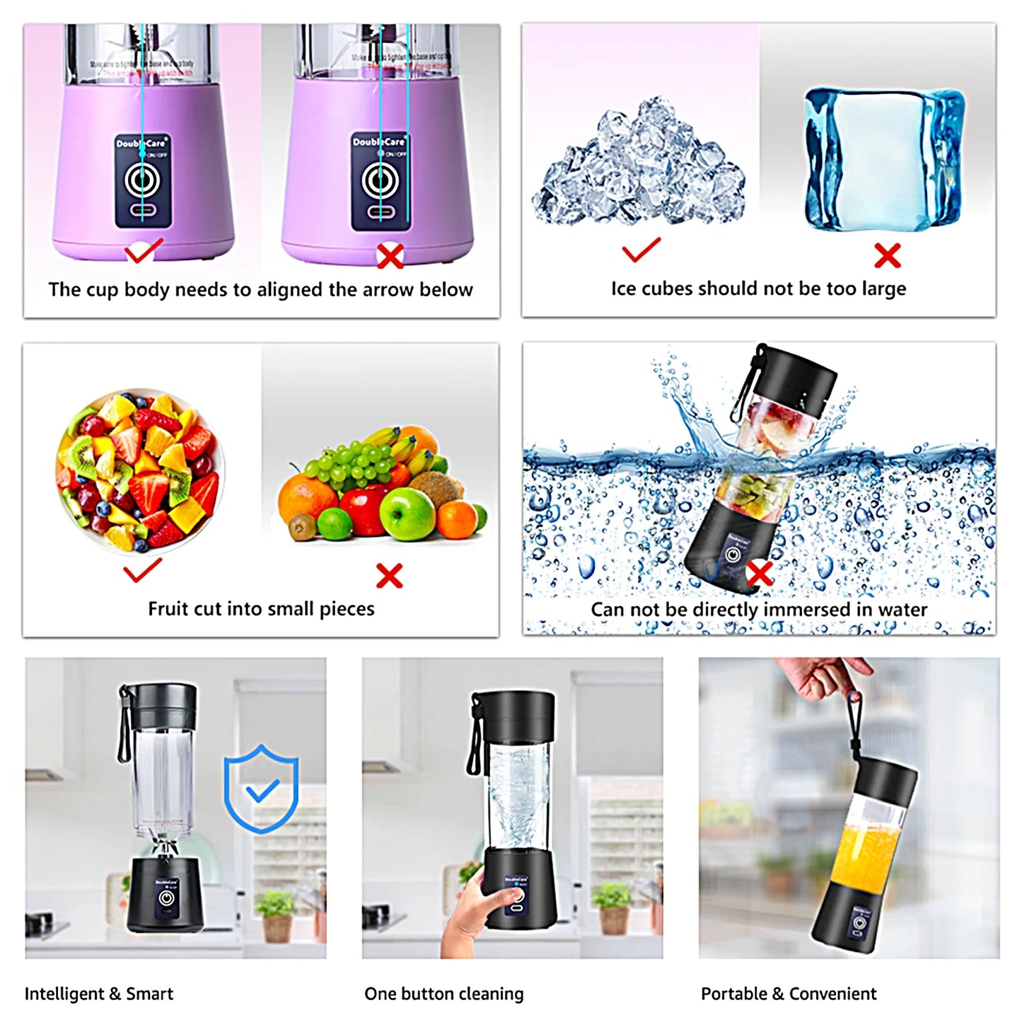 BlendWave™ USB Juicer: Mini Portable Blender for Smoothies & Shakes, 380ml, Six Blades