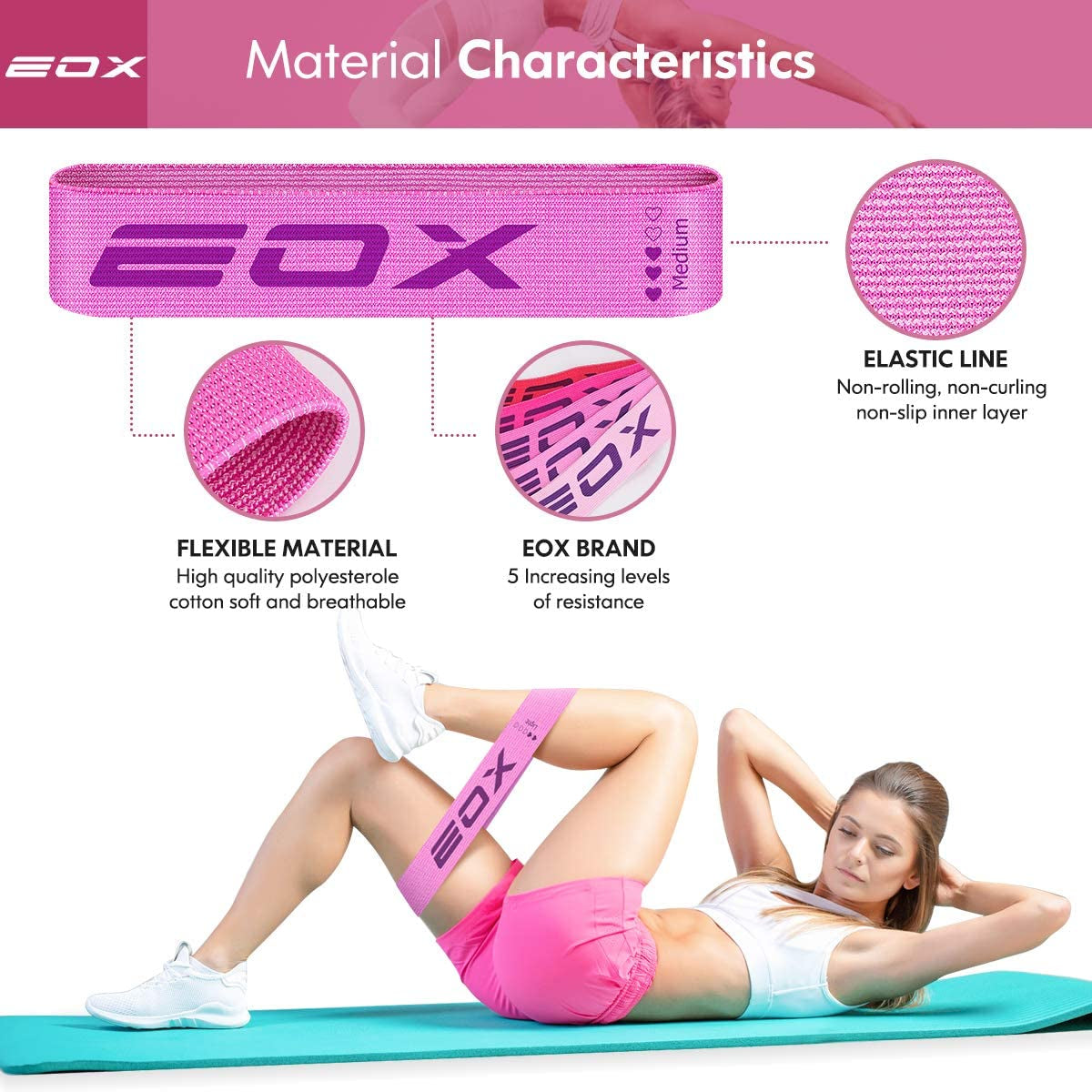 Non-Slip Fabric Loop Bands: 5-Level Resistance for Legs & Glutes