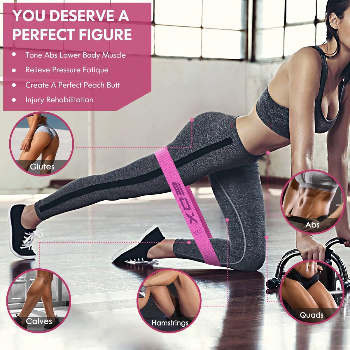 Non-Slip Fabric Loop Bands: 5-Level Resistance for Legs & Glutes