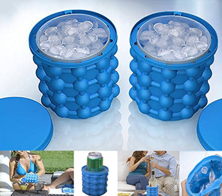 FrostFlow™ Rapid Ice Maker: Silicone Ice Cube Storage Bucket