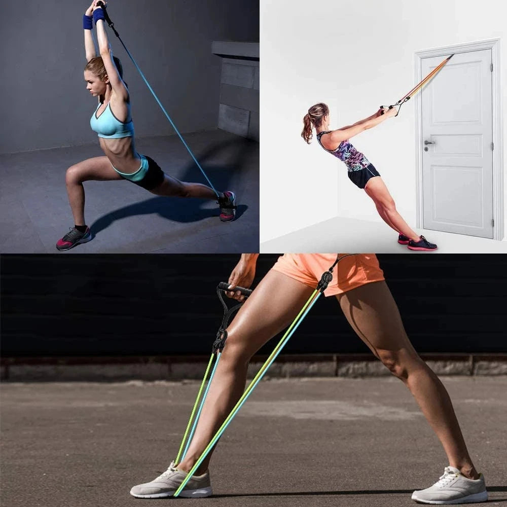 RexCore™ 5-Level Resistance Yoga Bands: Elastic Exercise Tubes for Home Workouts