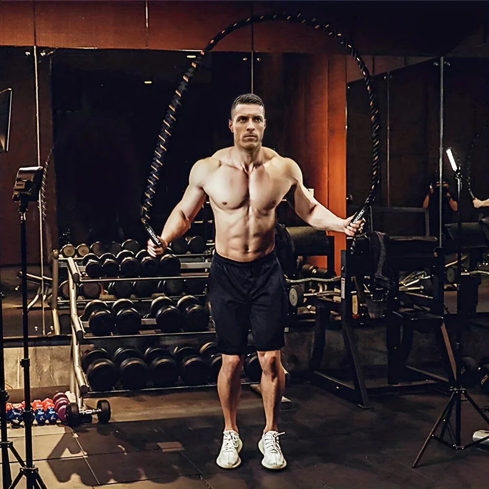 JumpoMax™ 20mm Weighted Jump Rope: 3m 2lb Heavy Fitness Training Rope
