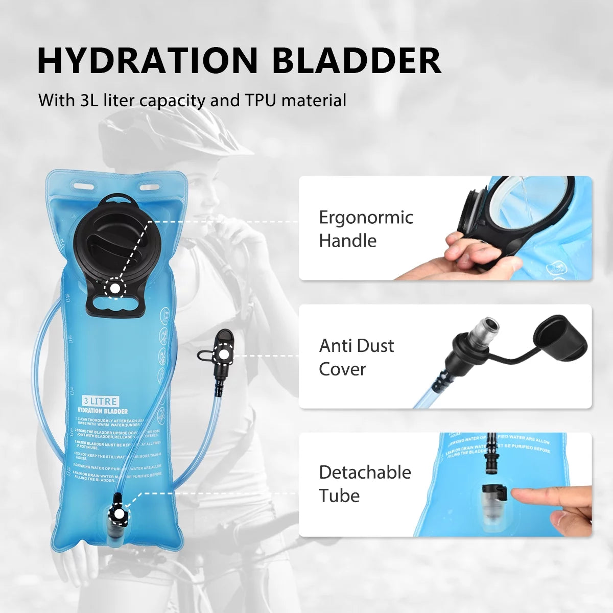 TrailQuench™ 17L Hydration Backpack with 3L TPU Bladder for Outdoor Adventures