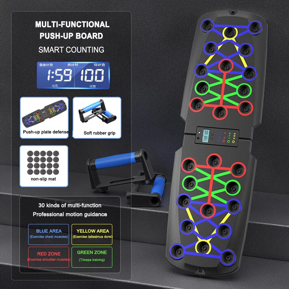 PushPro™ Portable 10-in-1 Foldable Push-Up Board with Timer