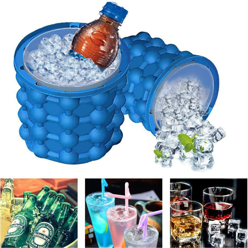 FrostFlow™ Rapid Ice Maker: Silicone Ice Cube Storage Bucket