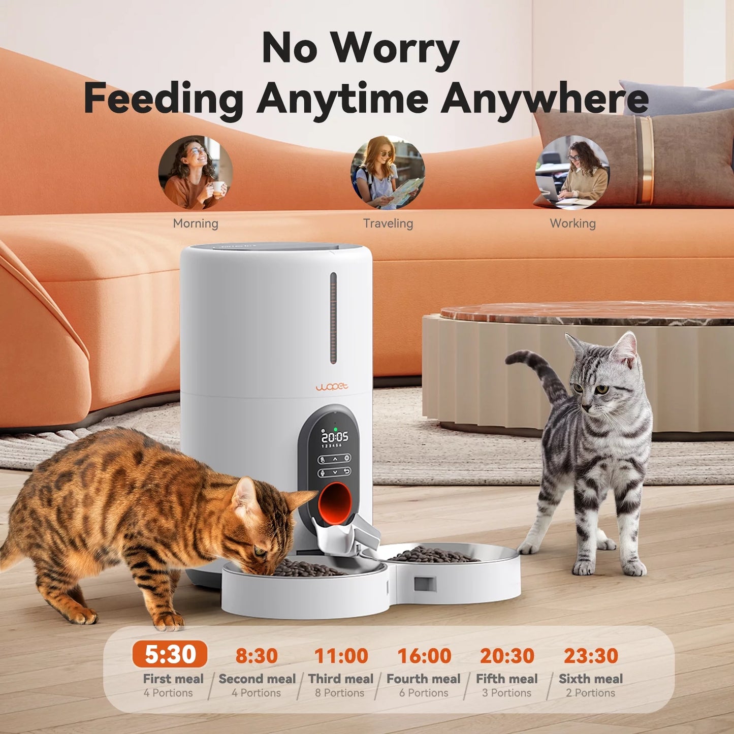 PetEase™ Timed Dual Feeder: Automatic Dispenser with Splitter & Stainless Bowls