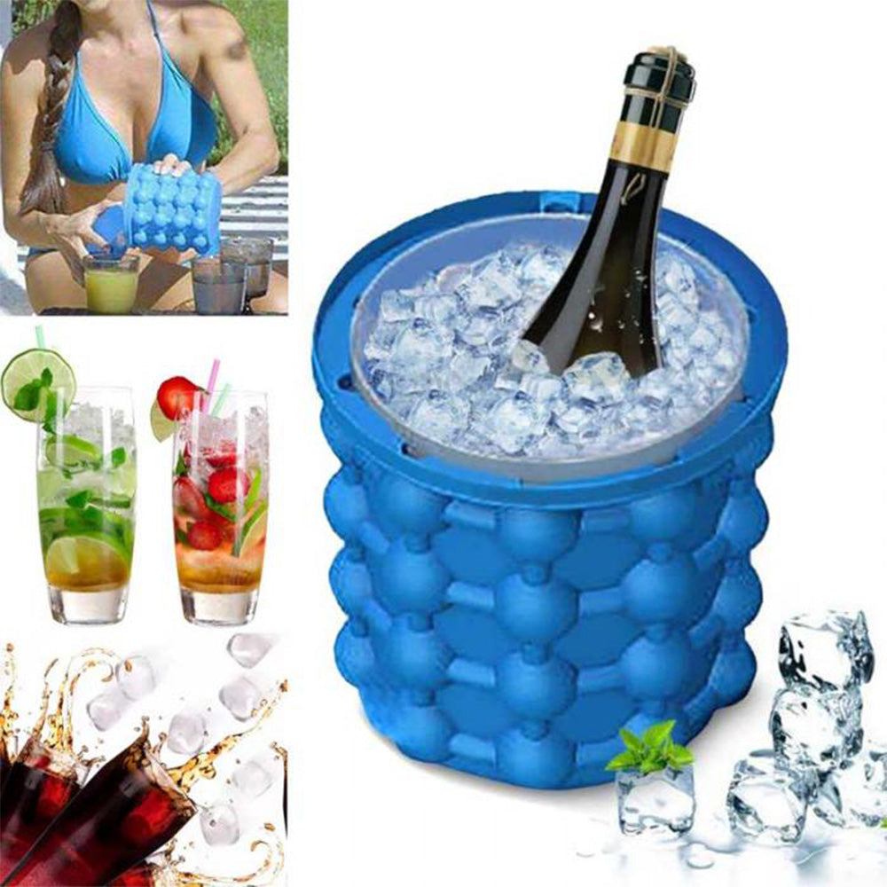 FrostFlow™ Rapid Ice Maker: Silicone Ice Cube Storage Bucket