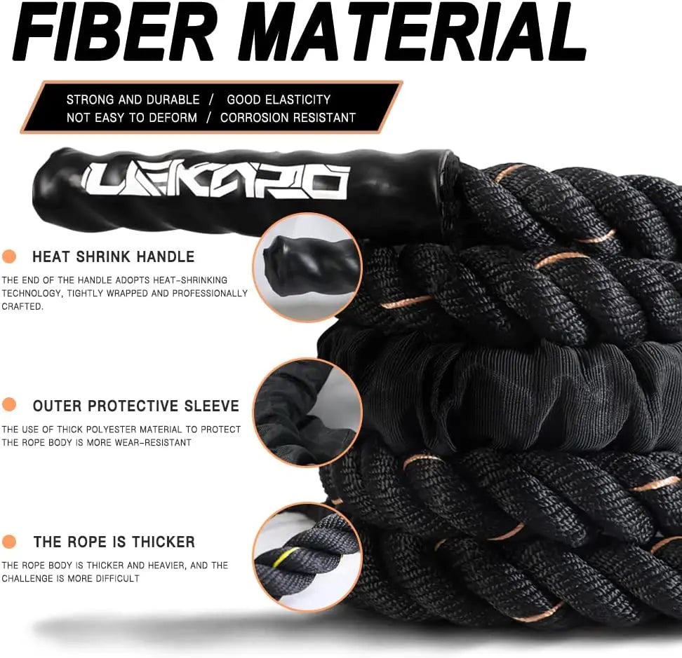 JumpoMax™ 20mm Weighted Jump Rope: 3m 2lb Heavy Fitness Training Rope