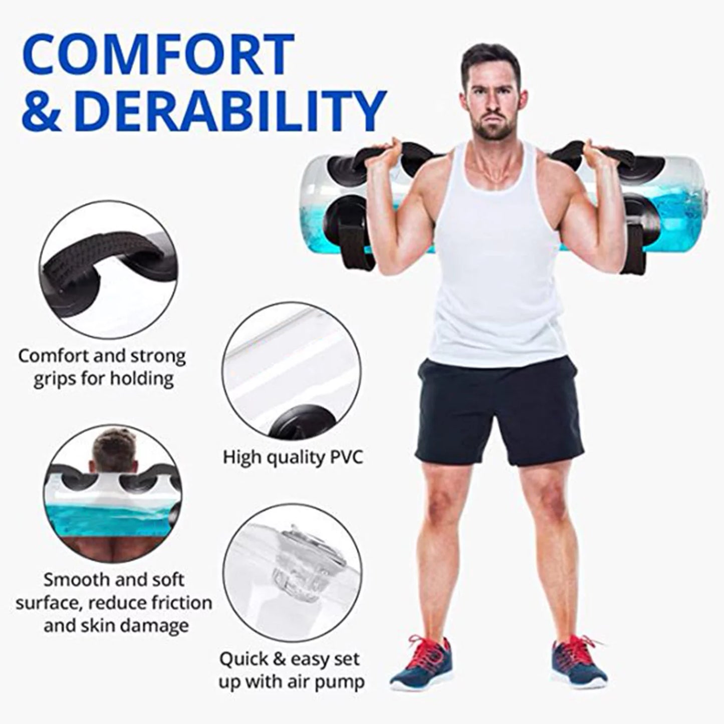 AquaStrength Adjustable Power Bag: Portable 45LBS Water Weight for Home Gym Training