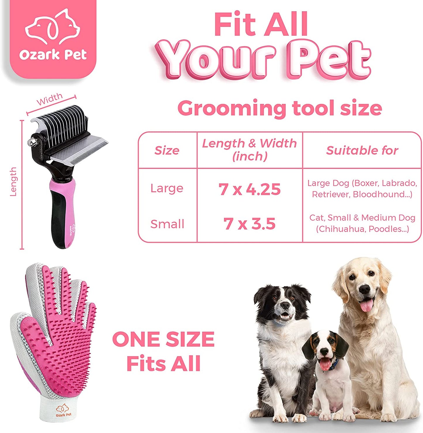 FurEase™ Pet Grooming Set: Deshedding Brush, Dematting Tools & Shedding Glove