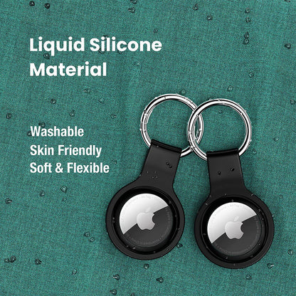  4-Pack Airtag Case: Silicone Protective Keychain Holder (Black)