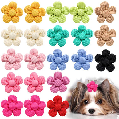 PawPerfection™ Flower Dog Grooming Bows: Pet Hair Accessories Set