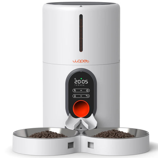 PetEase™ Timed Dual Feeder: Automatic Dispenser with Splitter & Stainless Bowls