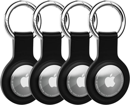  4-Pack Airtag Case: Silicone Protective Keychain Holder (Black)