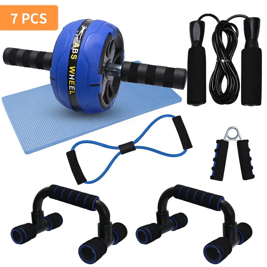 PowerCore™ 7-in-1 Ab Roller Wheel Kit: Ultimate Home Fitness Bundle