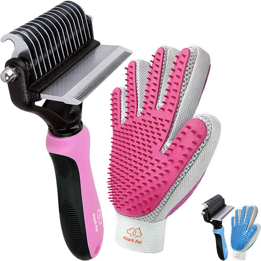 FurEase™ Pet Grooming Set: Deshedding Brush, Dematting Tools & Shedding Glove