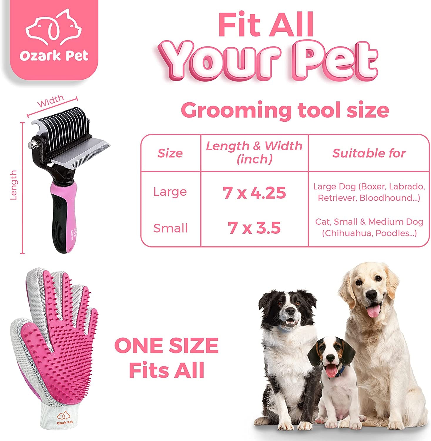 FurEase™ Pet Grooming Set: Deshedding Brush, Dematting Tools & Shedding Glove